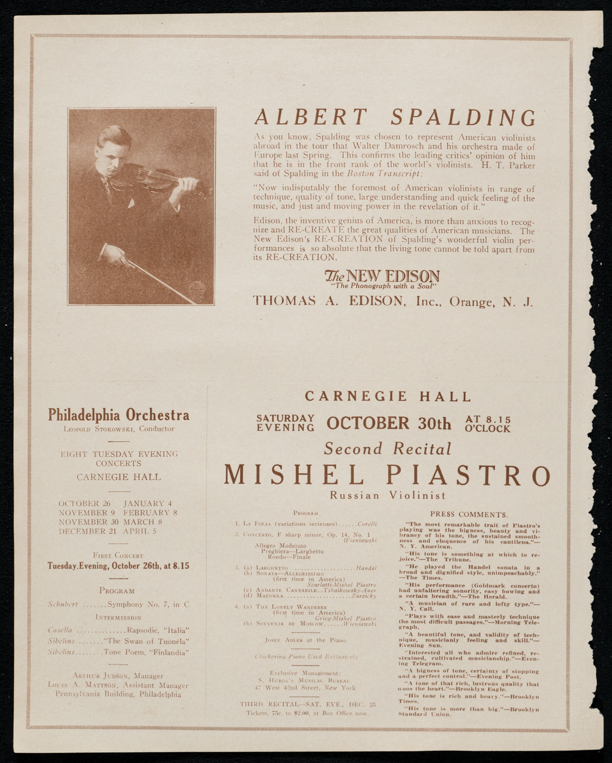 Benefit: American Convalescent Home for Vienna's Children, October 25, 1920, program page 2