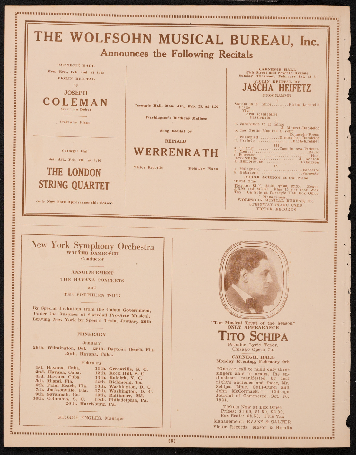 Boston Symphony Orchestra, January 29, 1925, program page 8