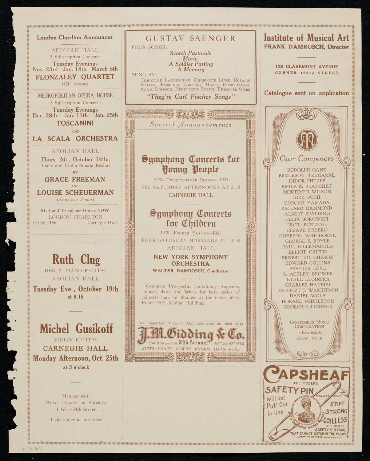 Columbus Day Celebration, October 12, 1920, program page 9