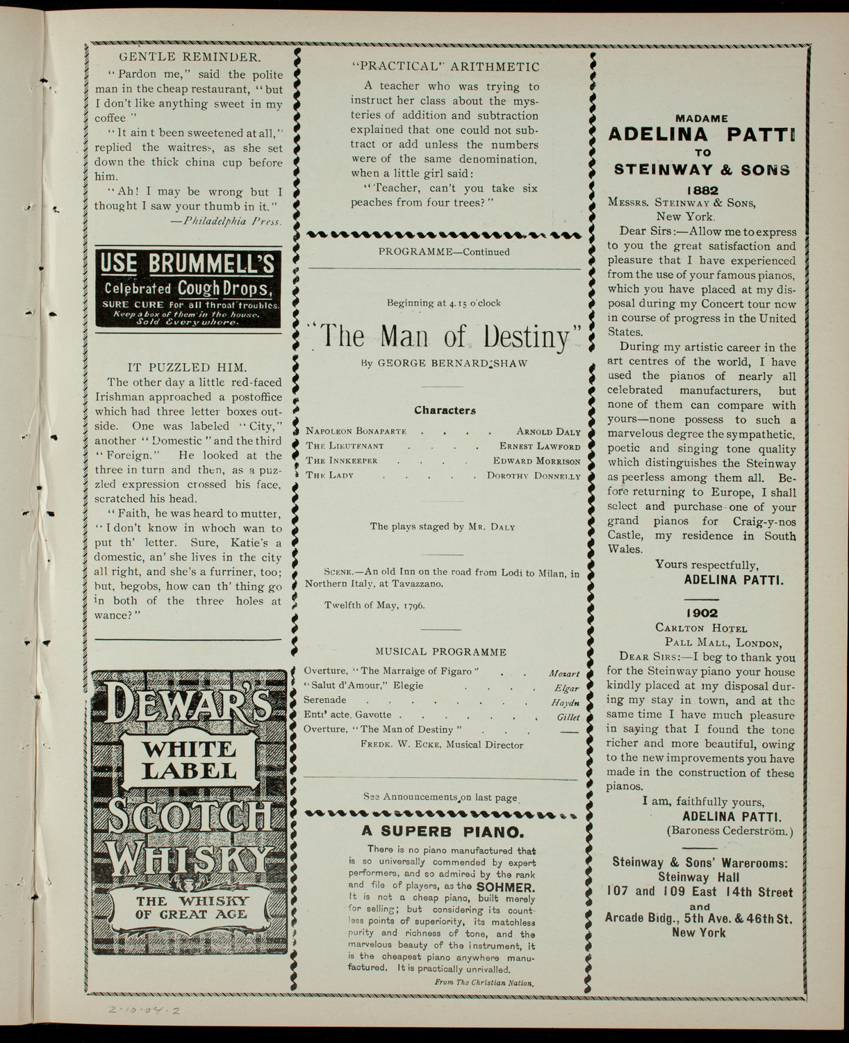 Amateur Comedy Club, February 10, 1904, program page 3
