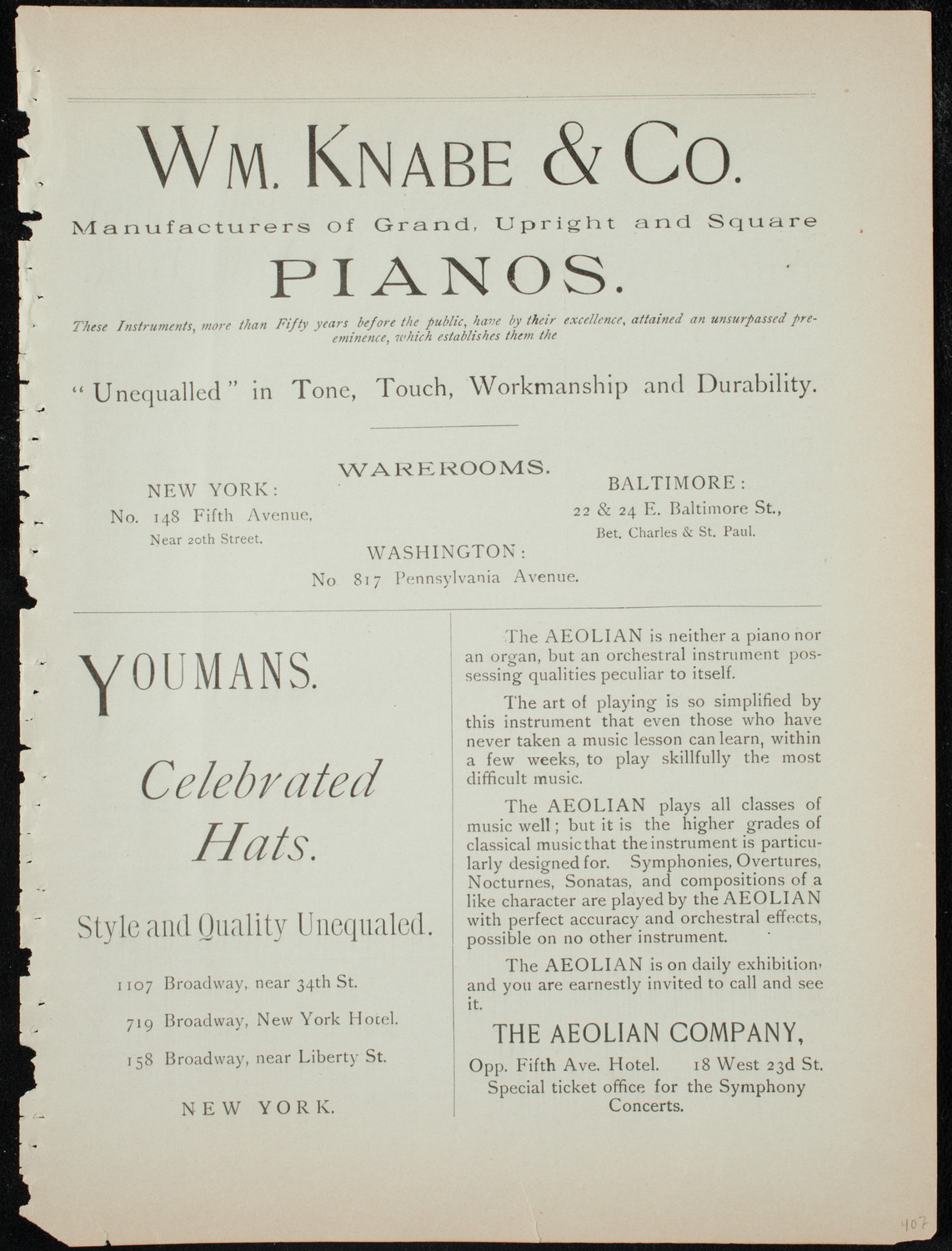 New York Symphony String Quartet, December 20, 1891, program page 3