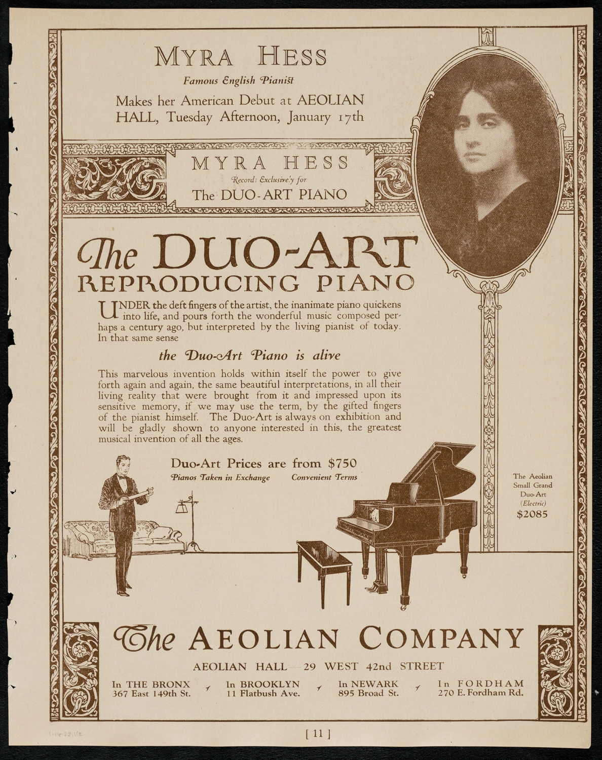 Elly Ney, Piano, and the New York Philharmonic, January 16, 1922, program page 11