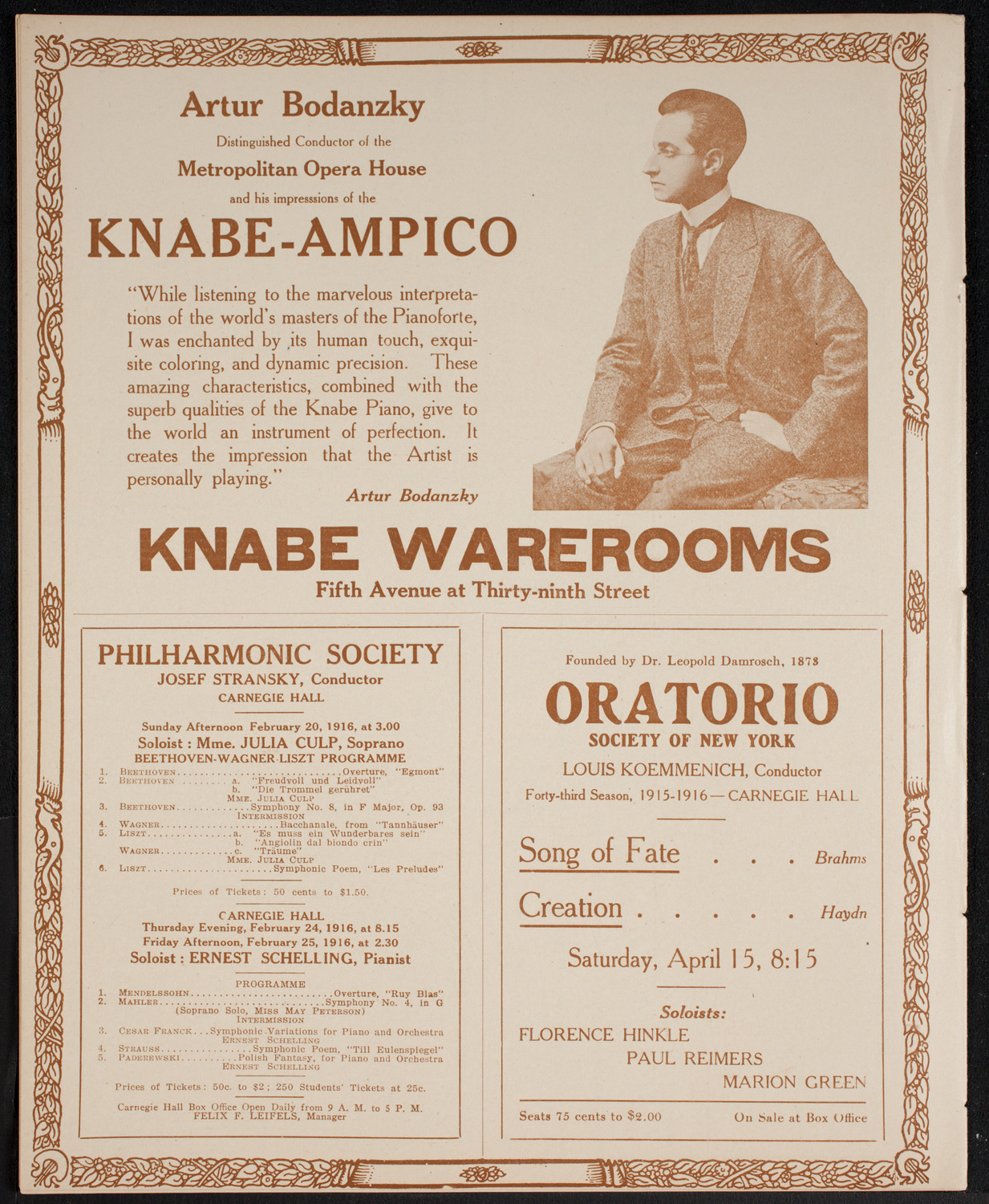 Boston Symphony Orchestra, February 19, 1916, program page 12