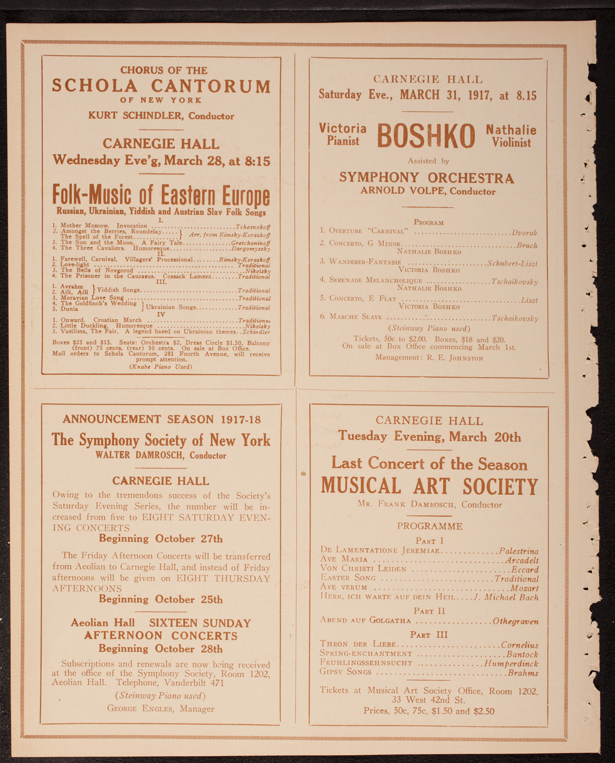 New York Symphony Orchestra, March 17, 1917, program page 8