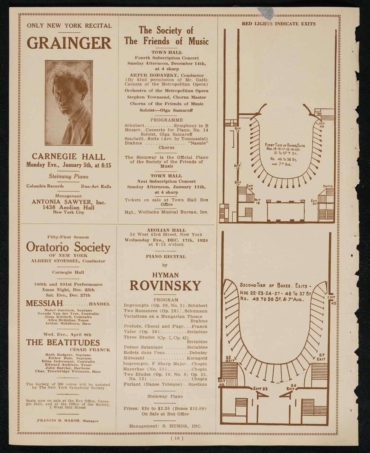 New York Philharmonic, December 11, 1924, program page 10