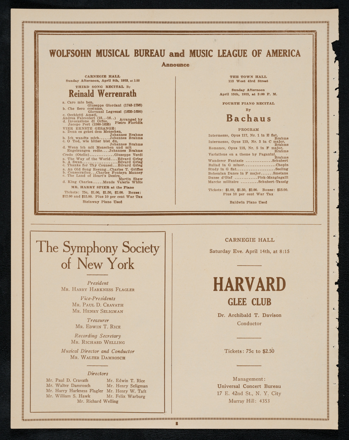 Boston Symphony Orchestra, April 7, 1923, program page 8