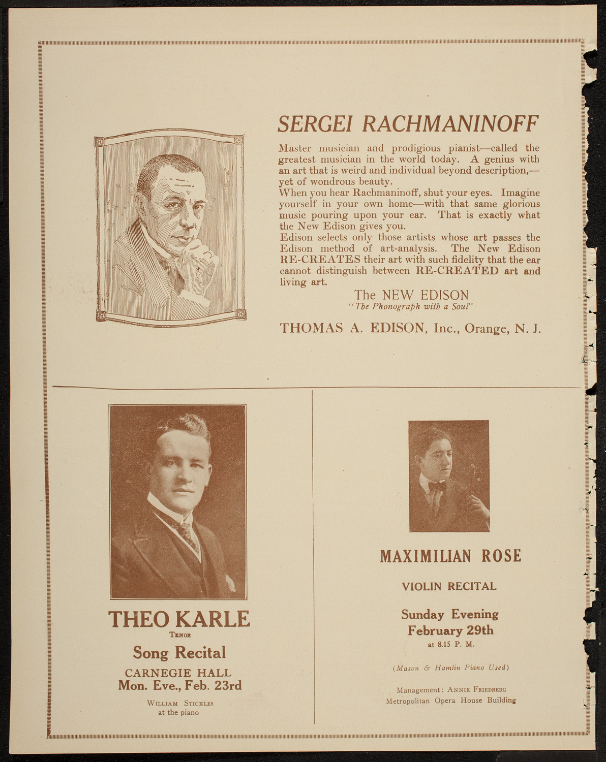 New York Philharmonic, February 22, 1920, program page 2