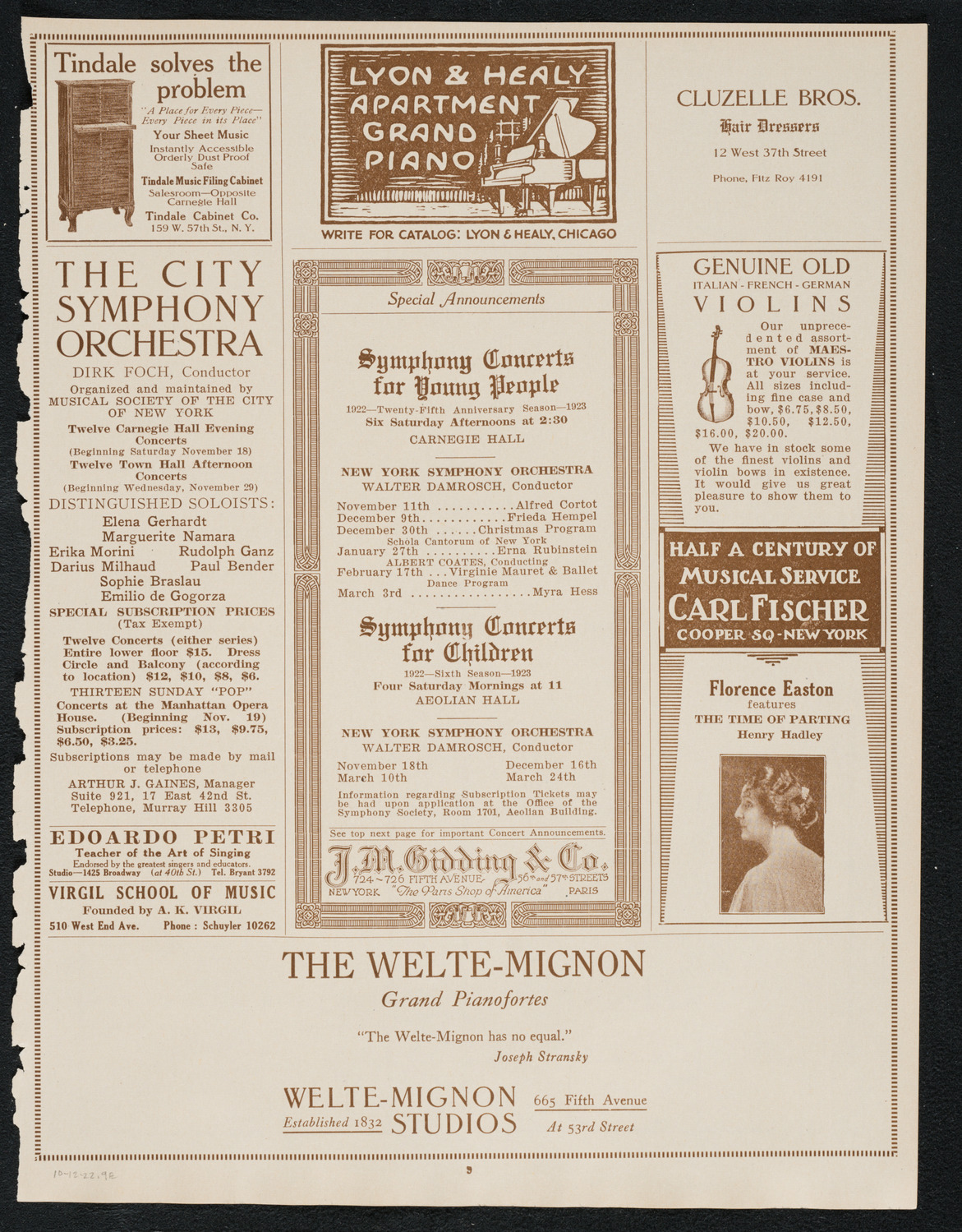 Columbus Day Celebration, October 12, 1922, program page 9