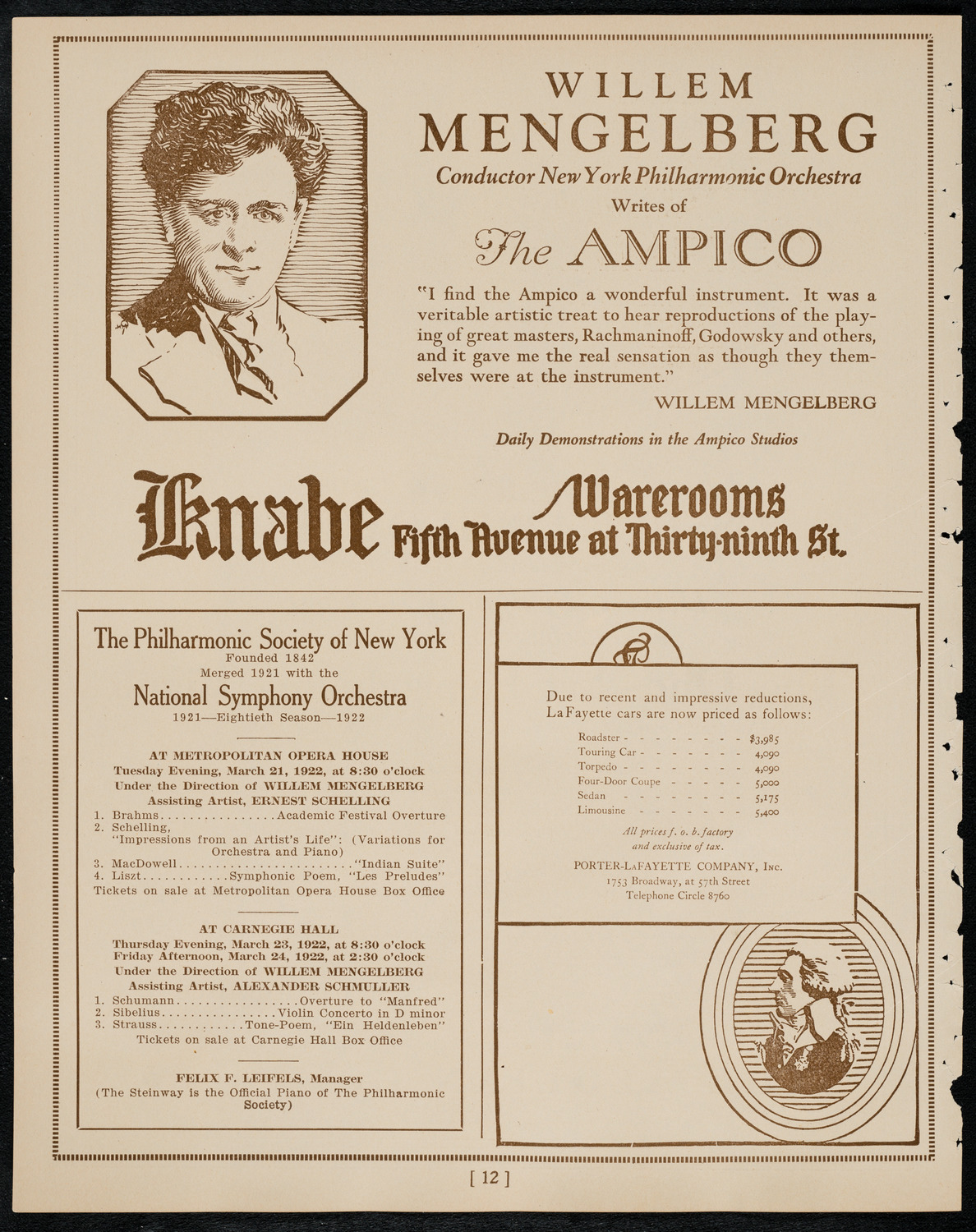 Miron Poliakin, Violin, March 19, 1922, program page 12