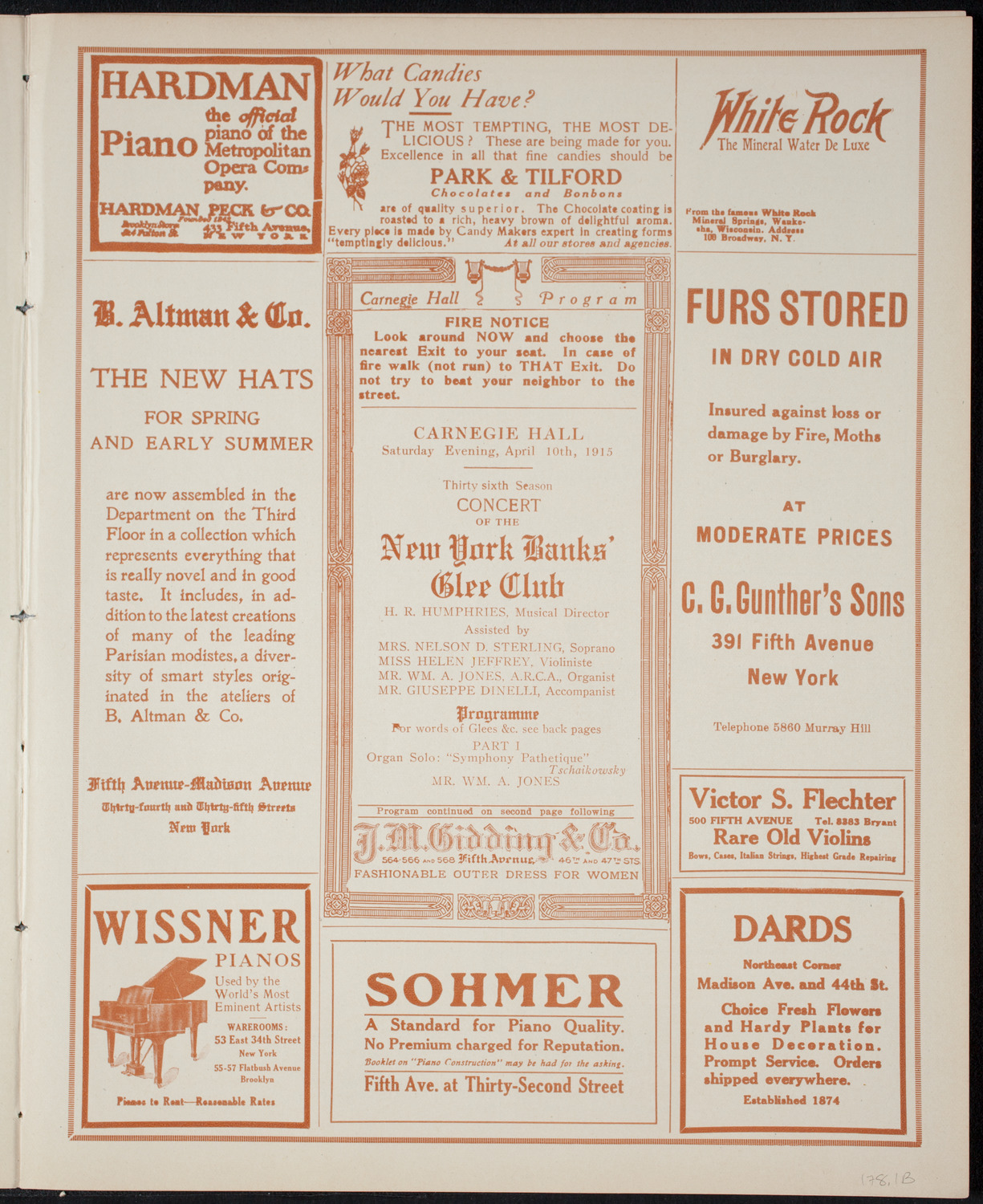 New York Banks' Glee Club, April 10, 1915, program page 5