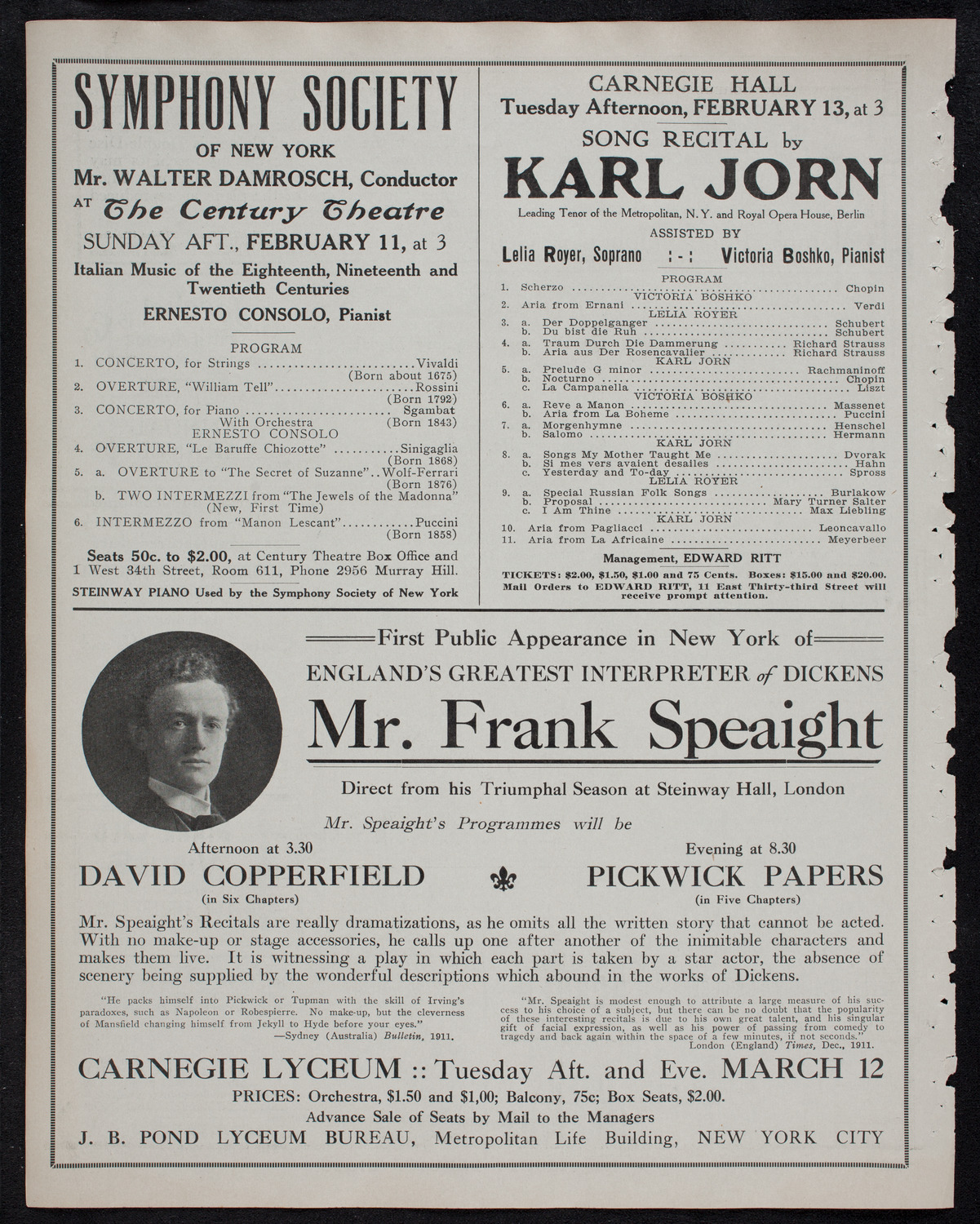 Dickens Centenary Celebration, February 7, 1912, program page 10