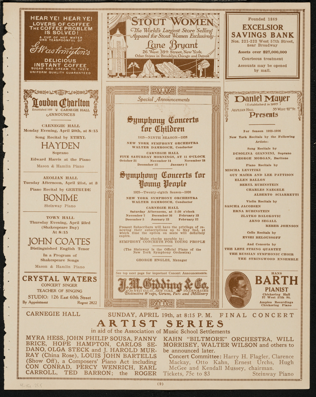 New York Banks' Glee Club, April 15, 1925, program page 9