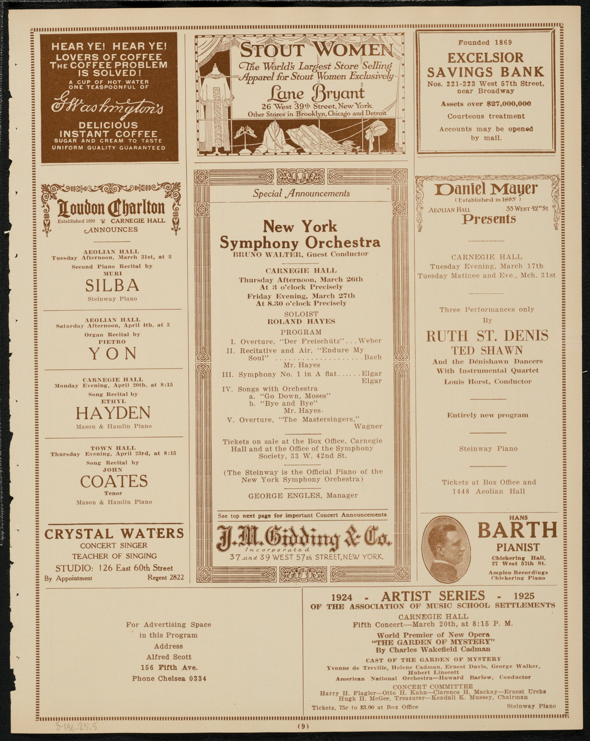 Mischa Levitzki, Piano, March 14, 1925, program page 9