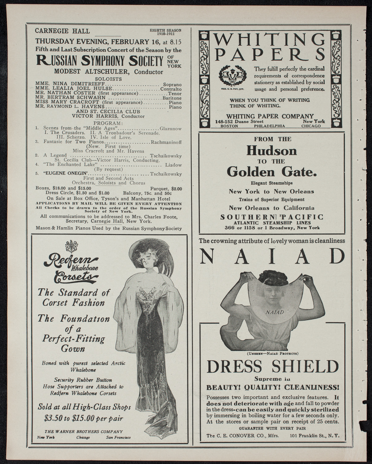 New York Philharmonic, February 7, 1911, program page 2