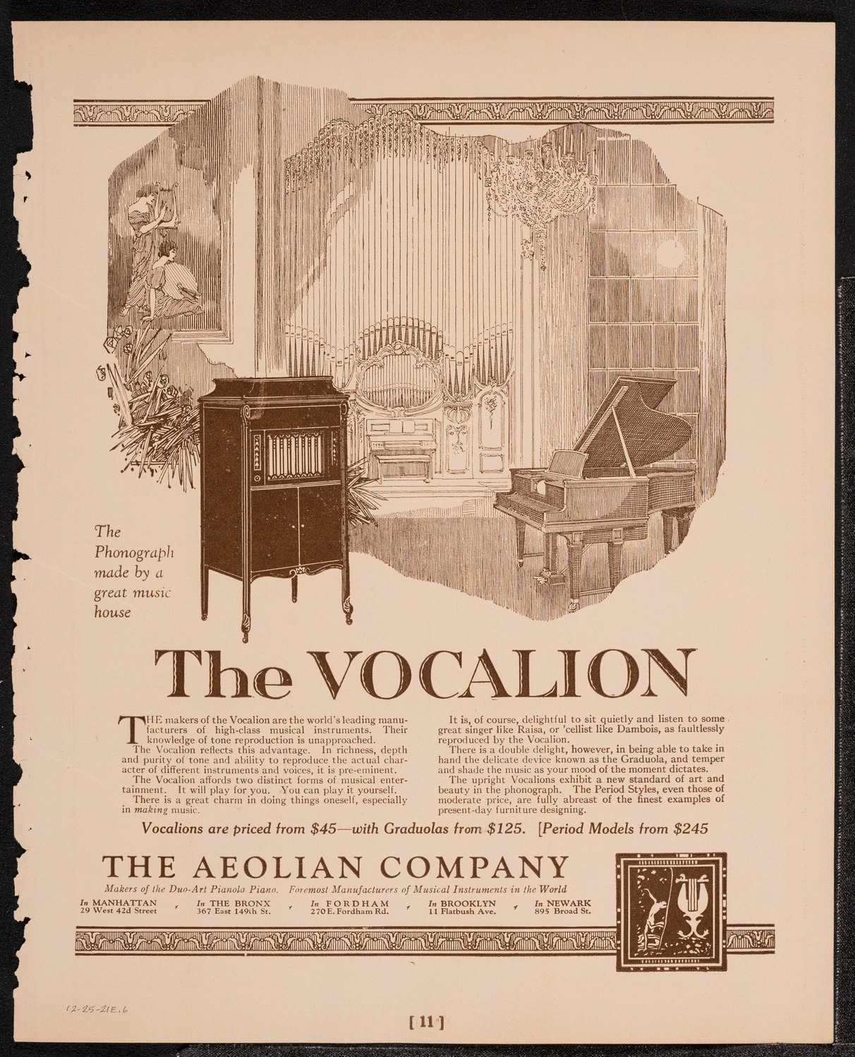 Chanuka Concert by Cantor Josef Rosenblatt, December 25, 1921, program page 11