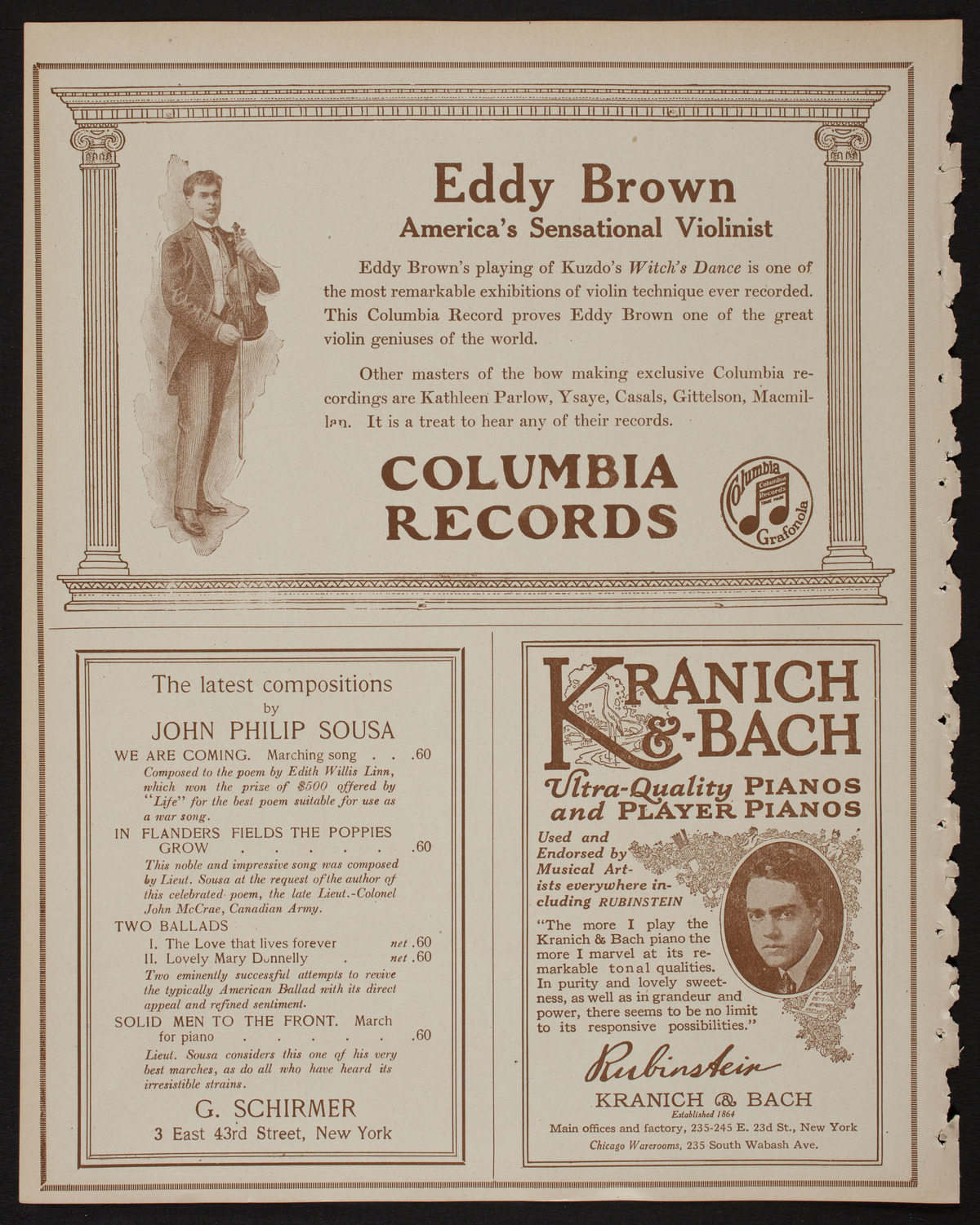 Leopold Auer, Violin, March 23, 1918, program page 6