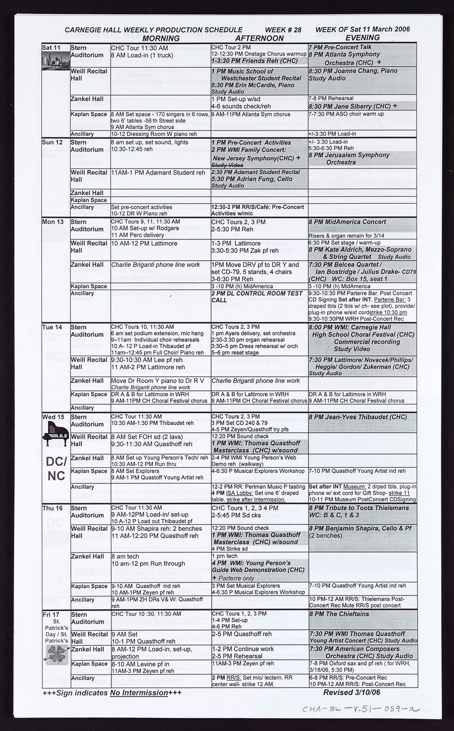Carnegie Hall Booking Ledger, volume 51, page 59a