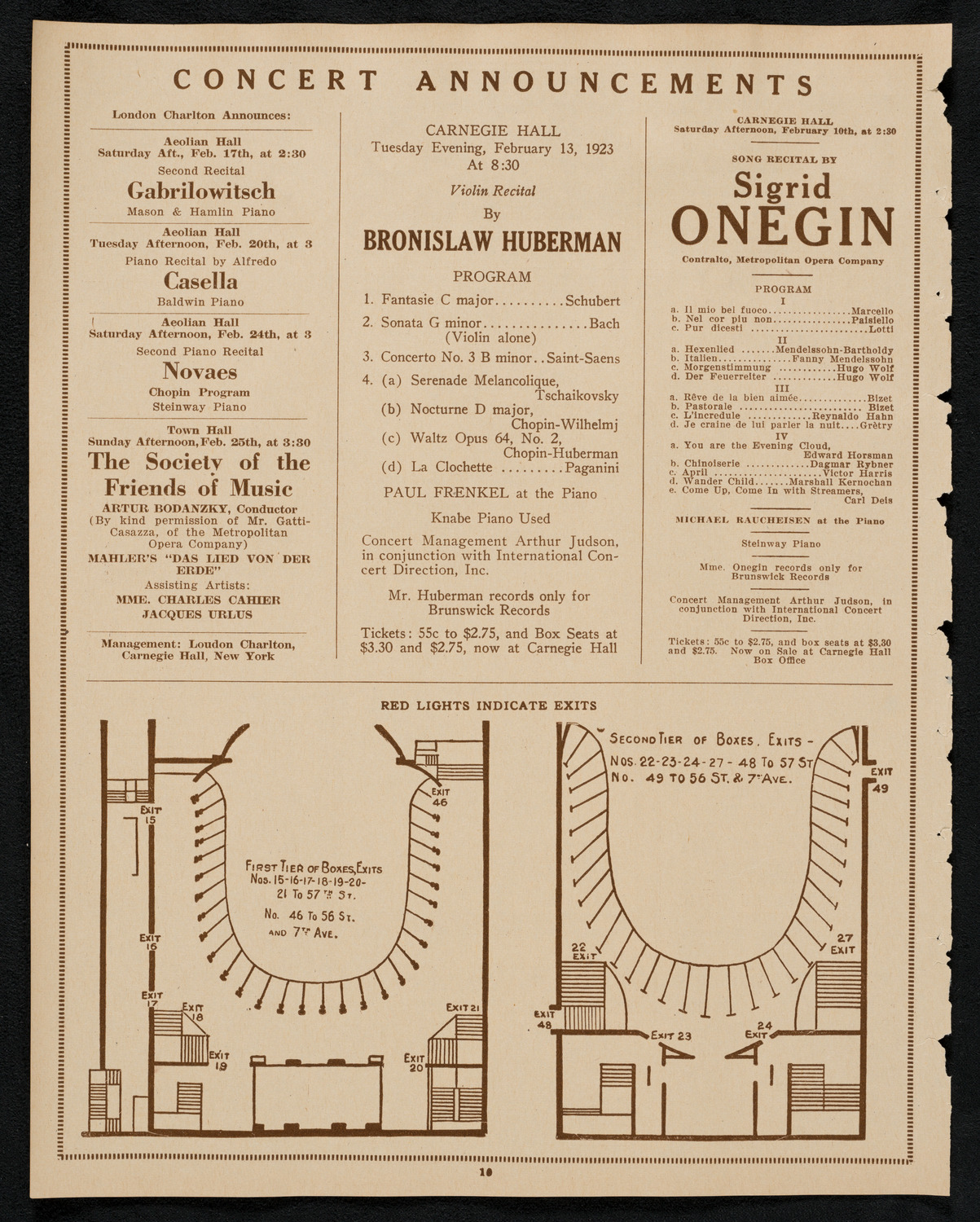 New York Philharmonic, February 9, 1923, program page 10