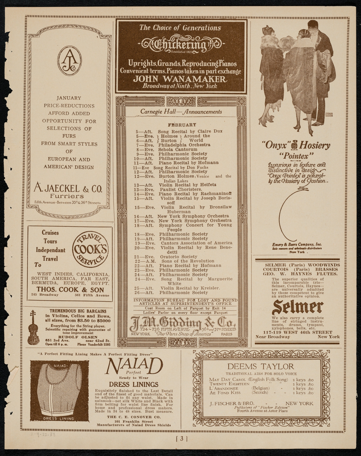 Workmen's Circle Sanatorium Twelfth Anniversary Concert, February 4, 1922, program page 3