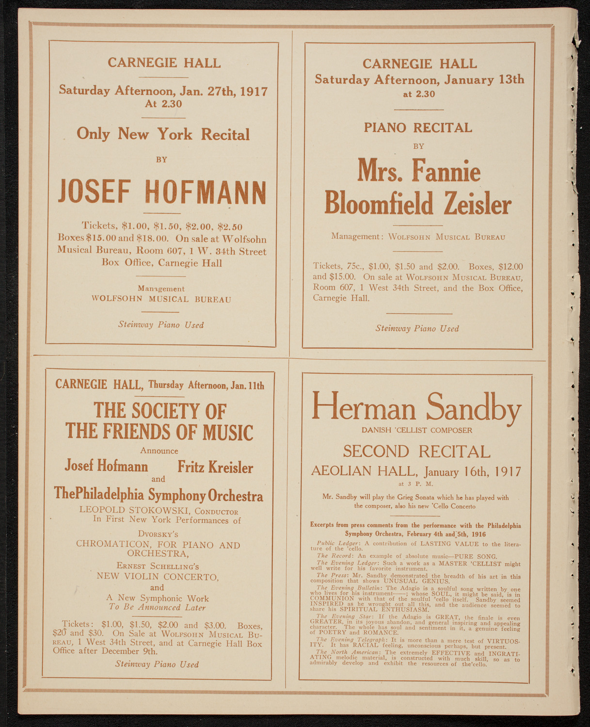 Boston Symphony Orchestra, January 4, 1917, program page 10