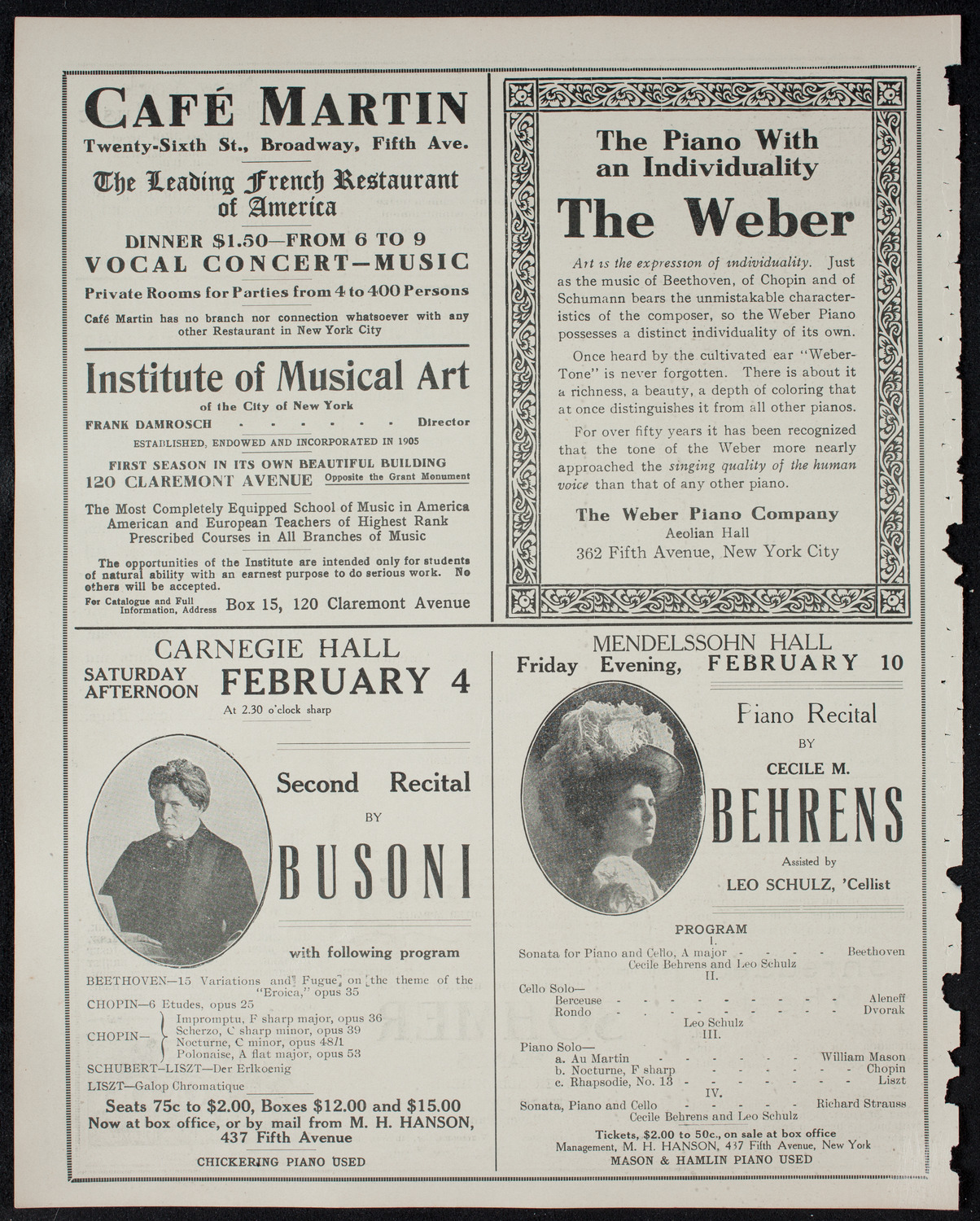 New York Philharmonic, February 3, 1911, program page 6