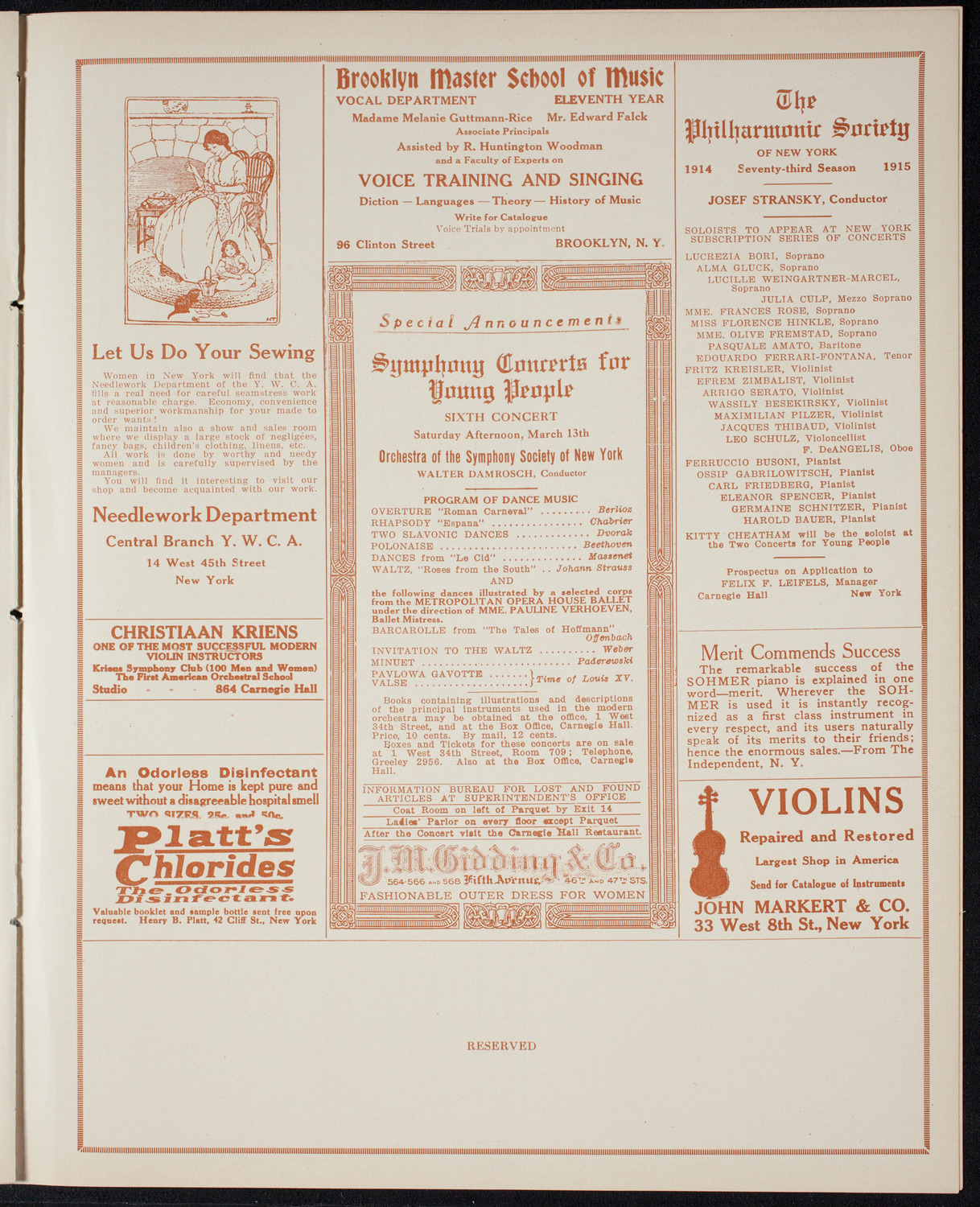 Ferruccio Busoni, Piano, March 6, 1915, program page 9