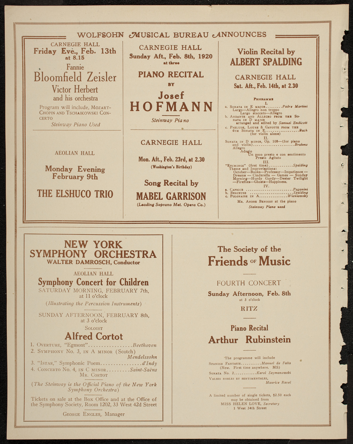 Columbia University Chorus, February 4, 1920, program page 8