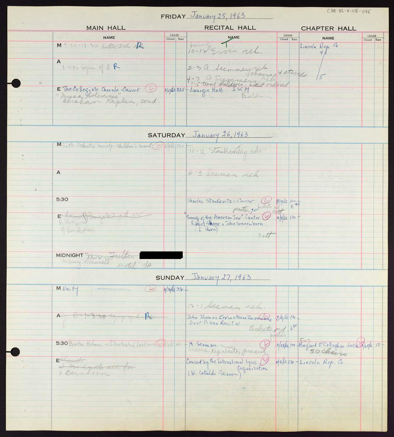 Carnegie Hall Booking Ledger, volume 8, page 35