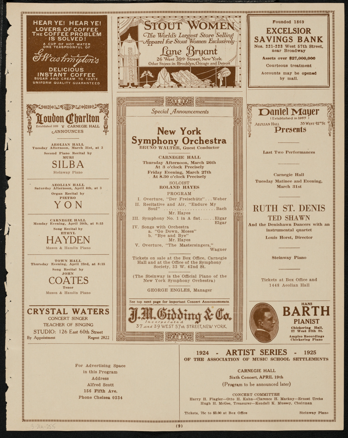 Sergei Rachmaninoff, Piano, March 21, 1925, program page 9