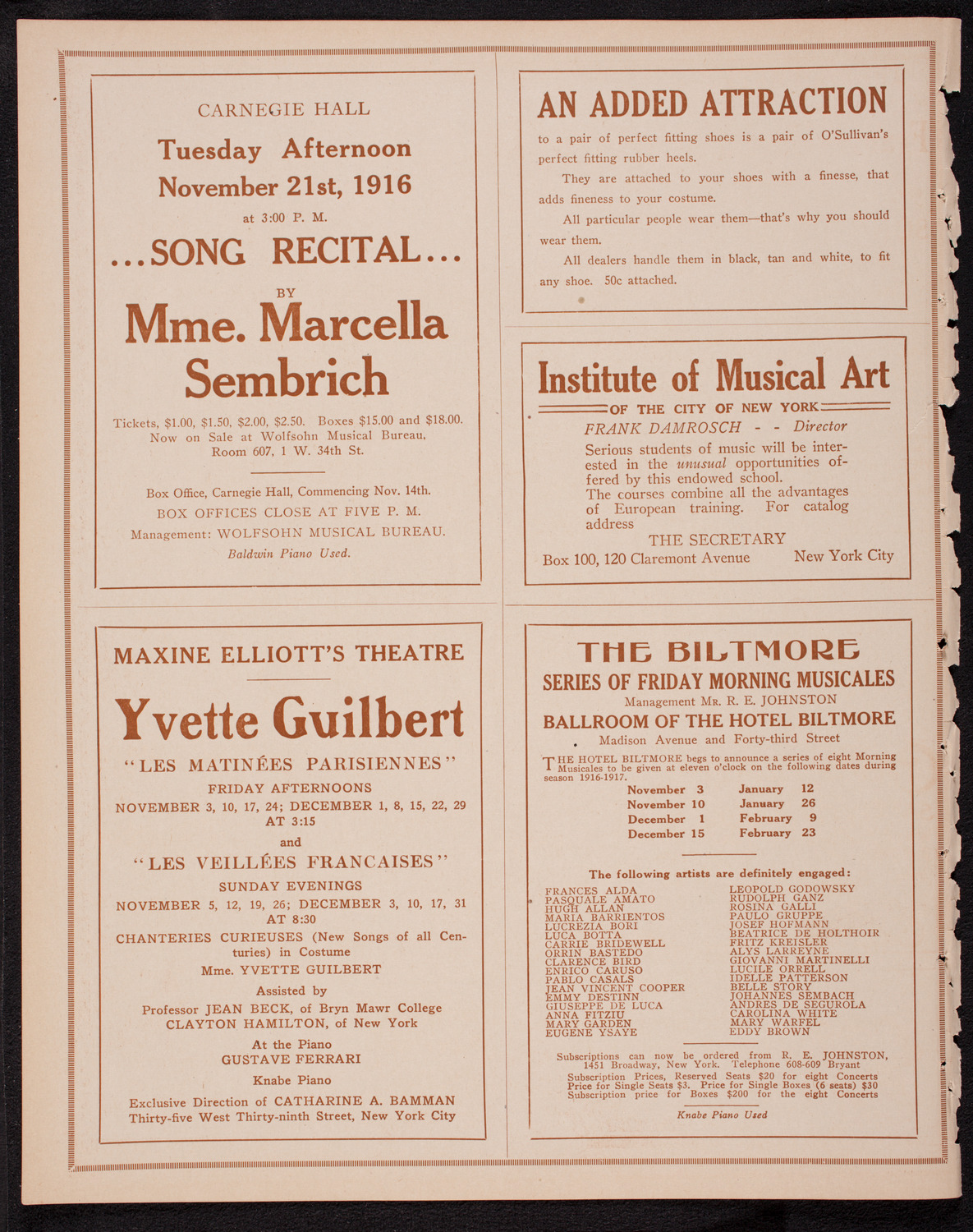 Benefit: Relief Fund for German and Austro-Hungarian POWs in Siberia, October 30, 1916, program page 2
