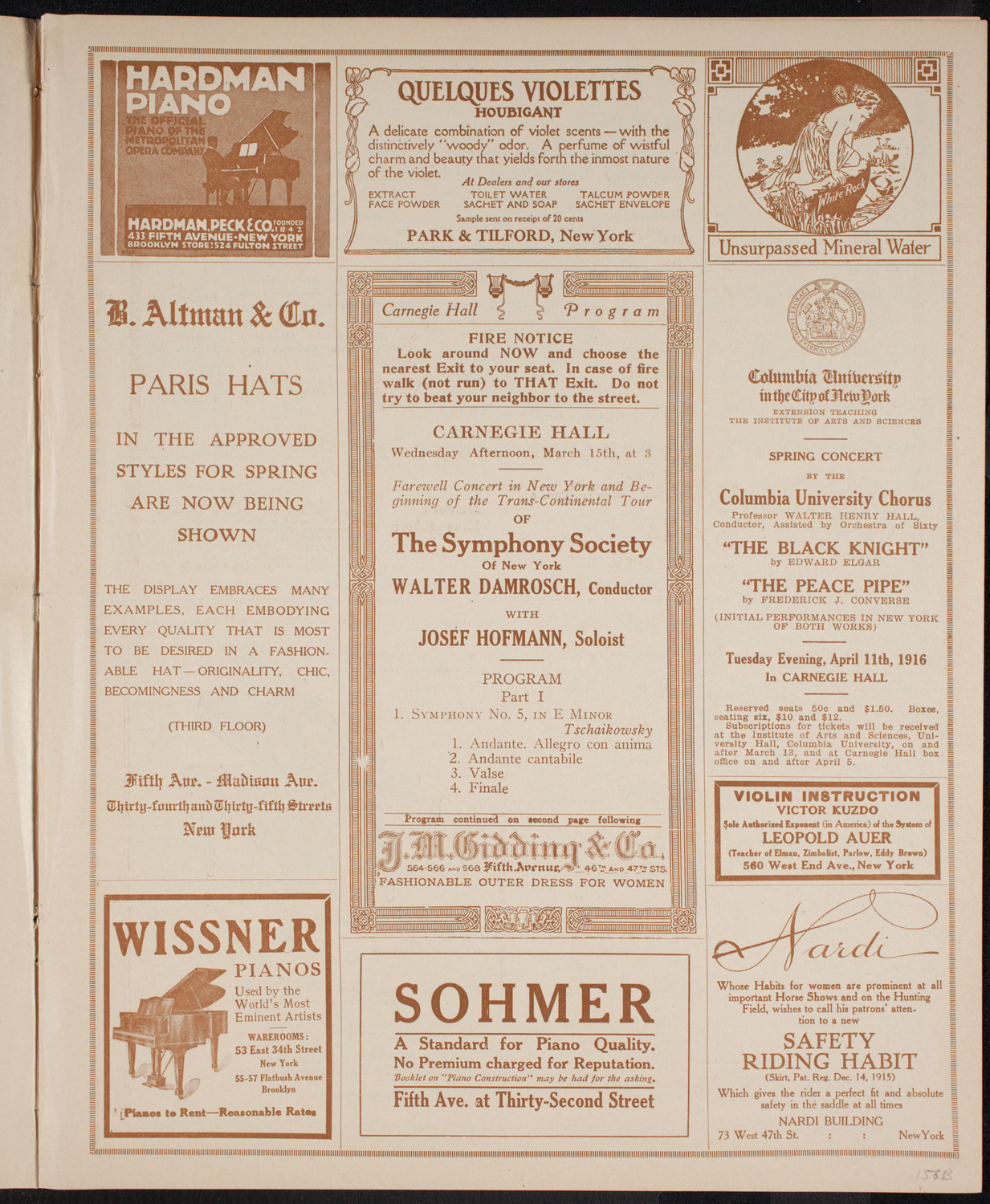 New York Symphony Orchestra, March 15, 1916, program page 5