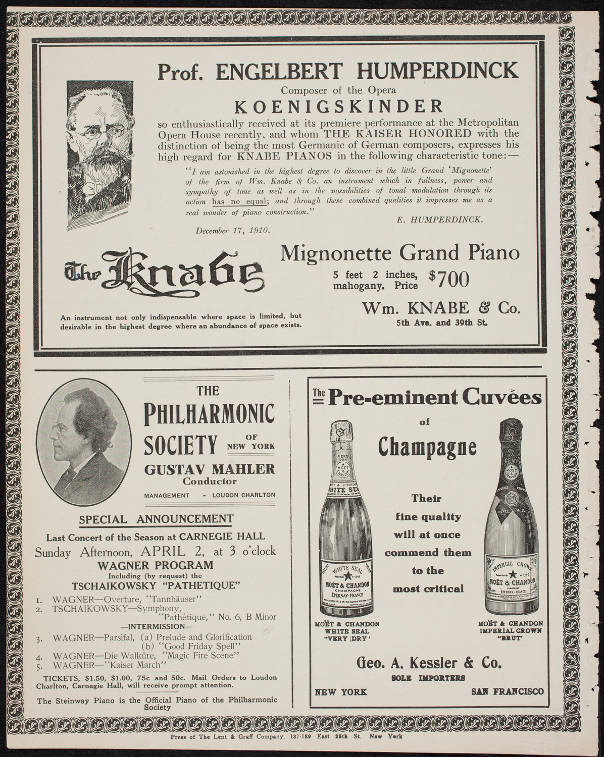 Boston Symphony Orchestra, March 25, 1911, program page 12