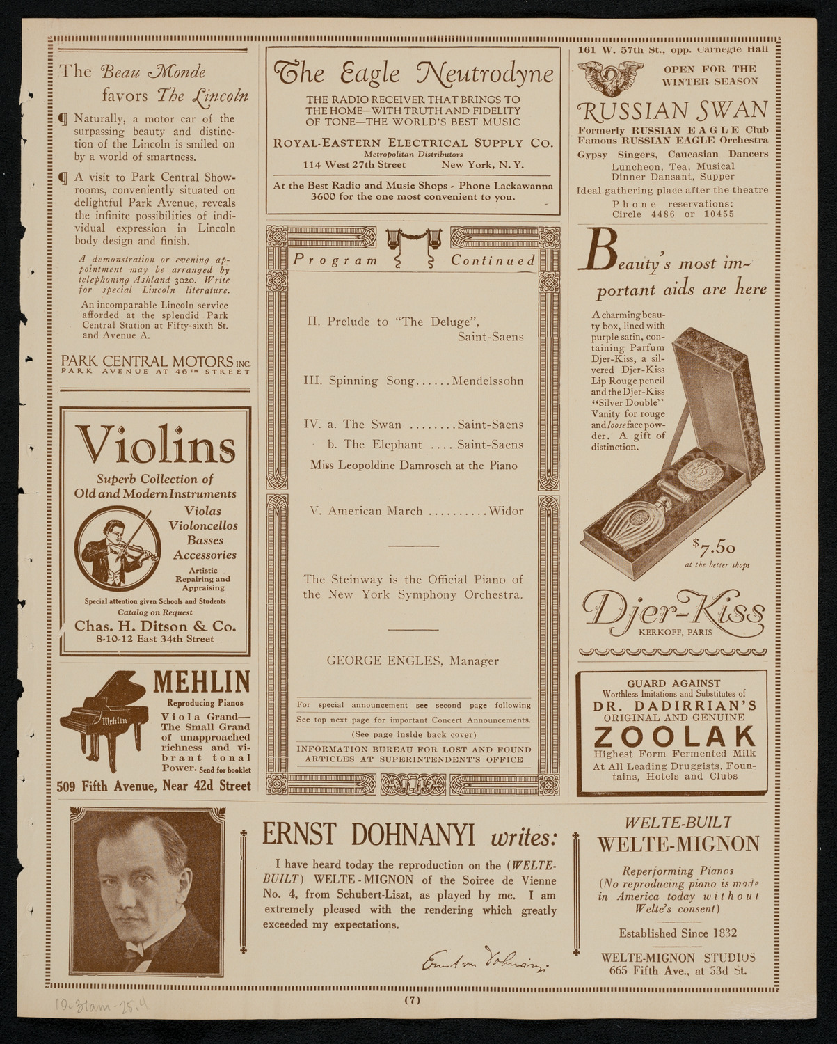 Symphony Concert for Young People, October 31, 1925, program page 7