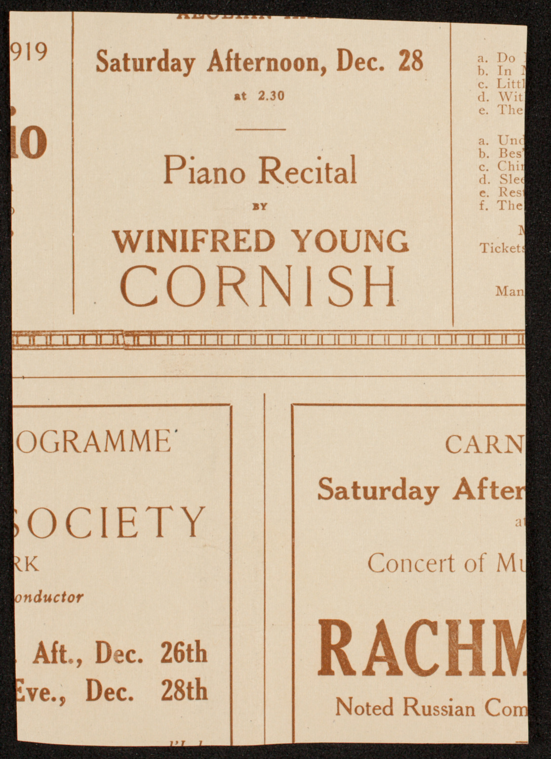 Philadelphia Orchestra, December 17, 1918, program page 4