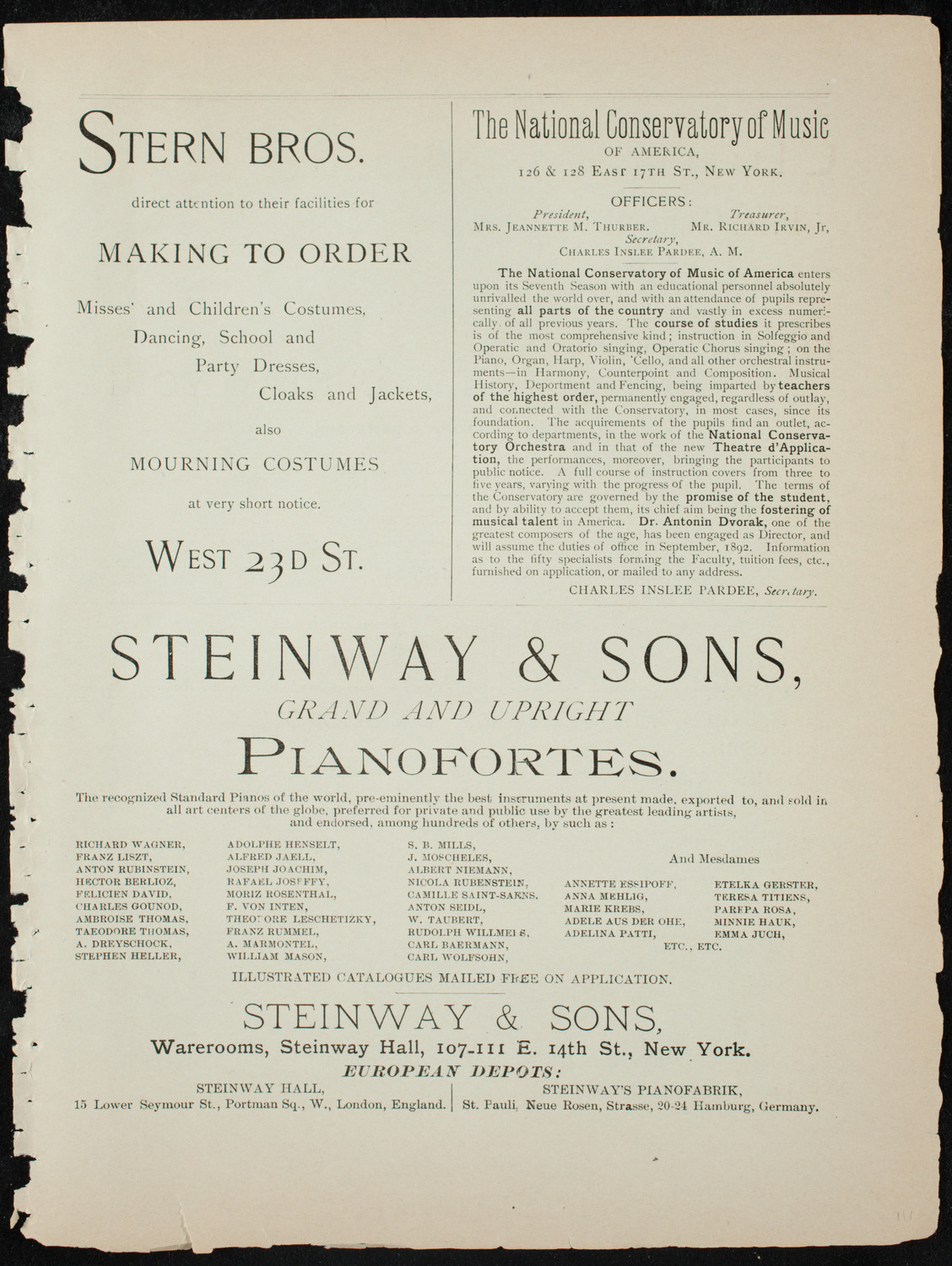 Beethoven String Quartette, November 19, 1891, program page 7