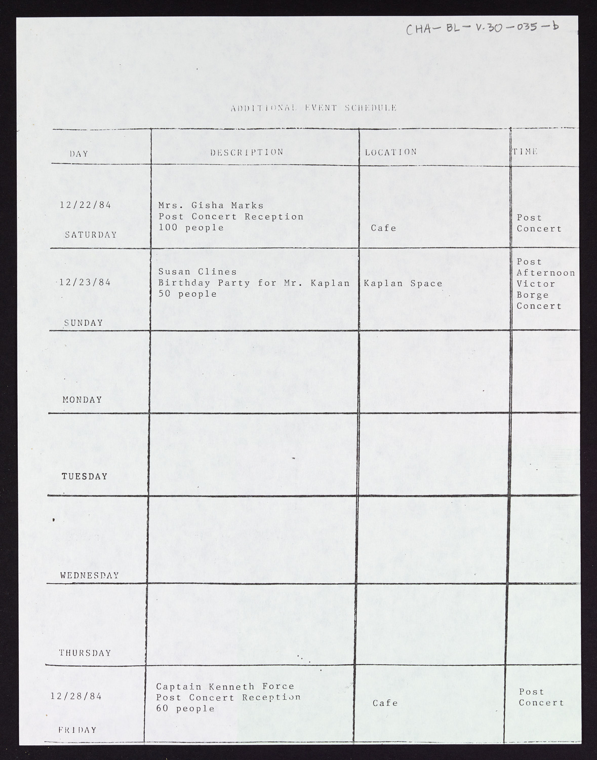 Carnegie Hall Booking Ledger, volume 30, page 35b