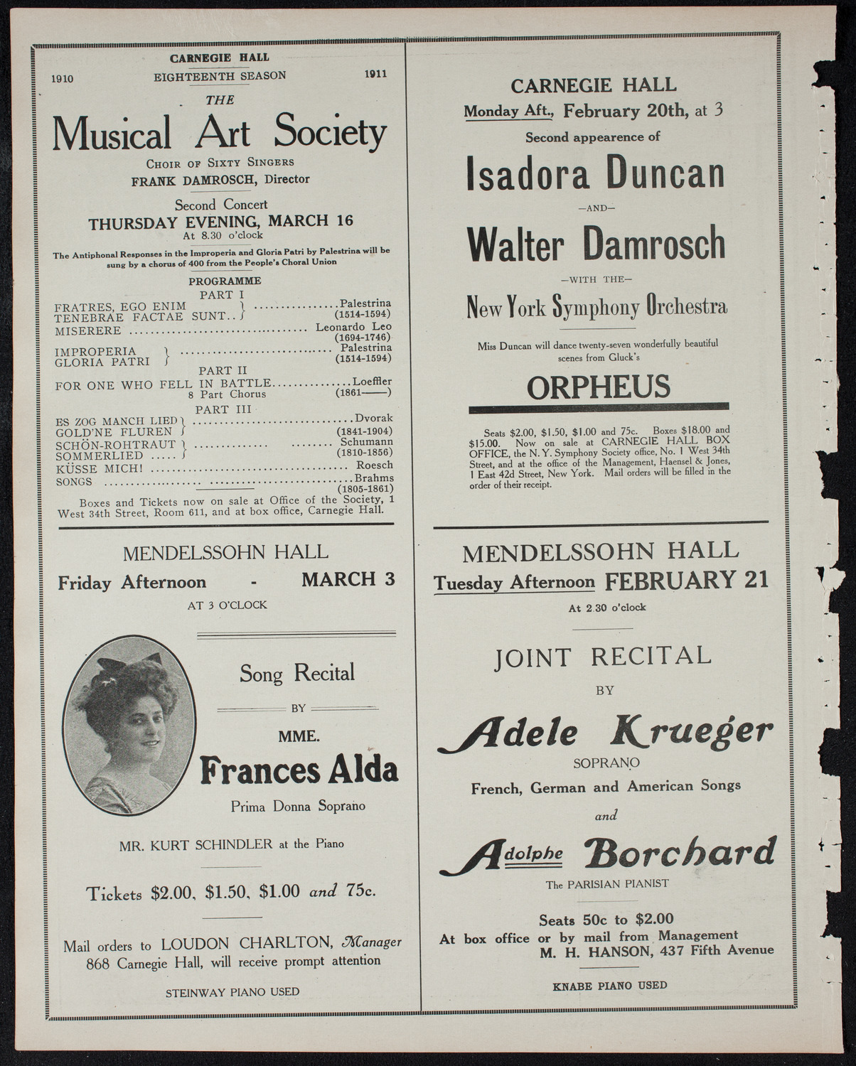 The Civic Forum, February 15, 1911, program page 10
