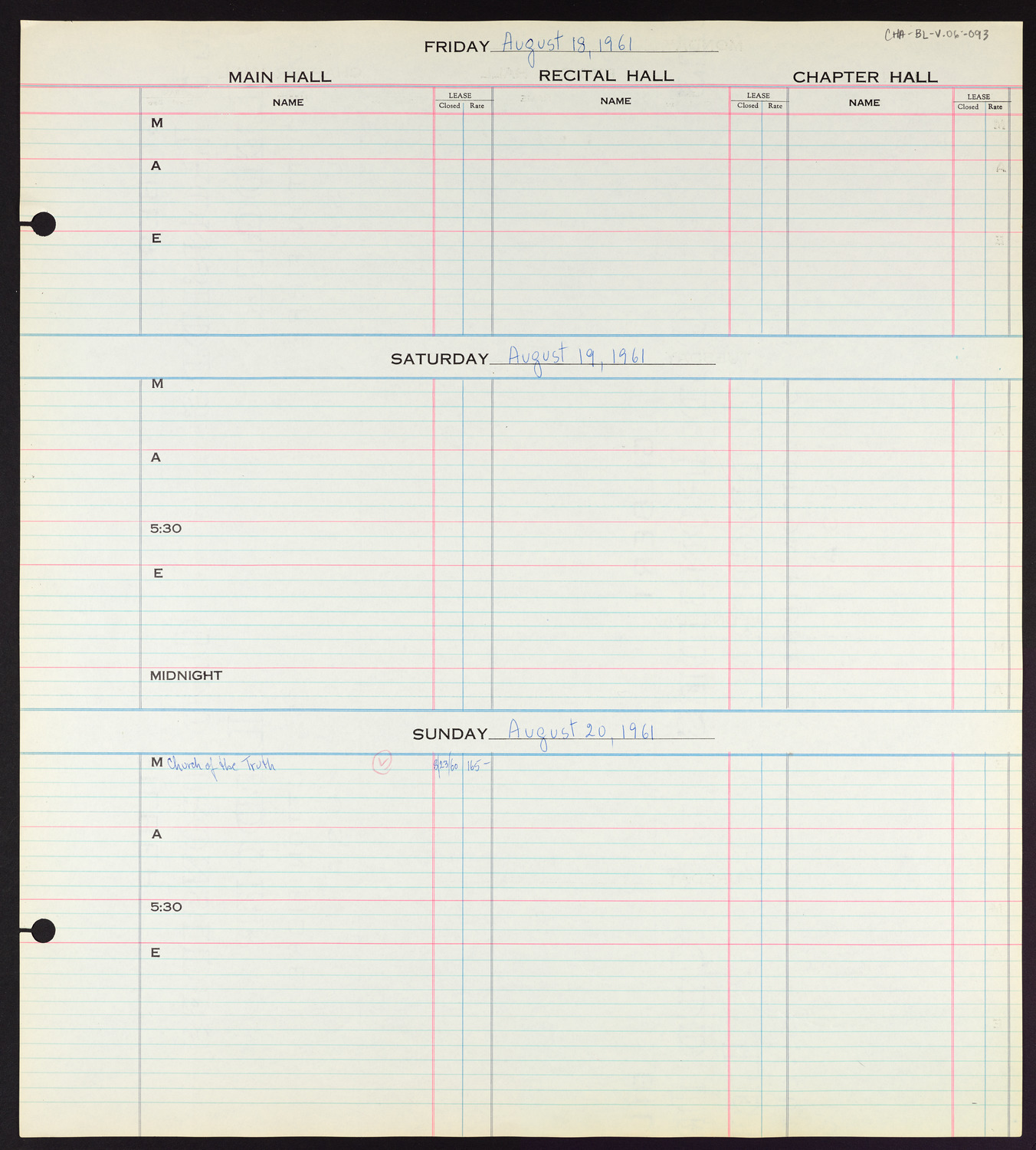 Carnegie Hall Booking Ledger, volume 6, page 93