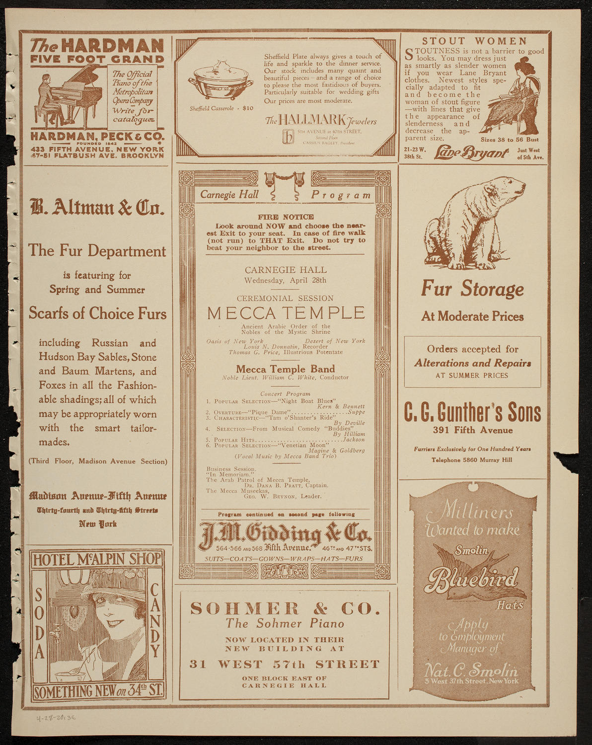 Mecca Temple Ceremonial Session, April 28, 1920, program page 5