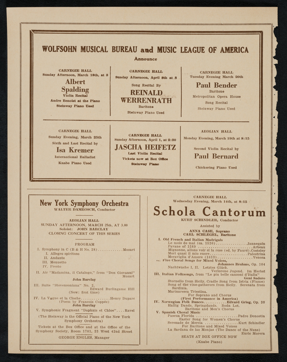 Philadelphia Orchestra, March 13, 1923, program page 8