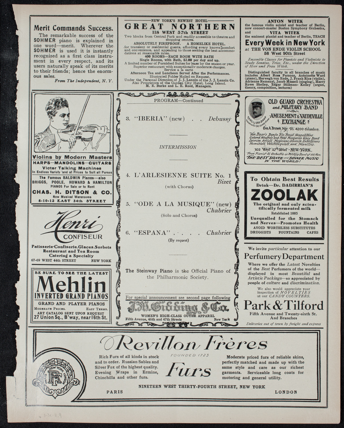 New York Philharmonic, January 3, 1911, program page 7