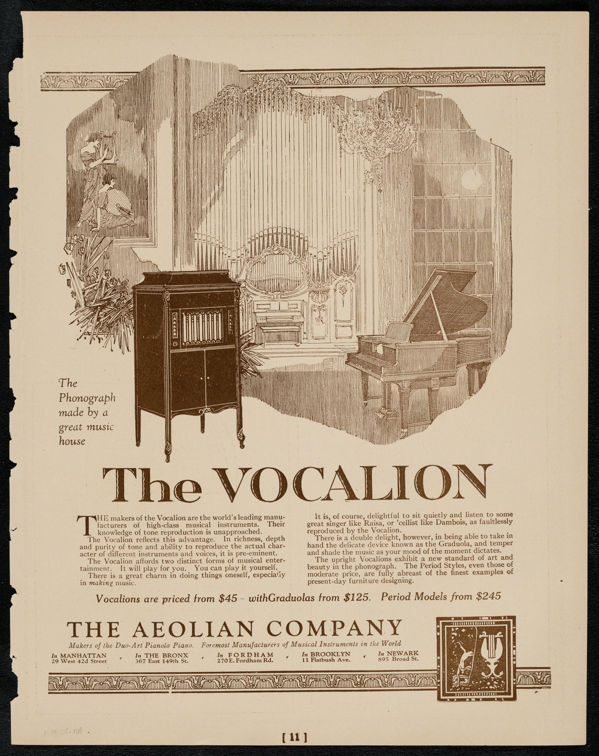 New York Philharmonic, January 29, 1922, program page 11