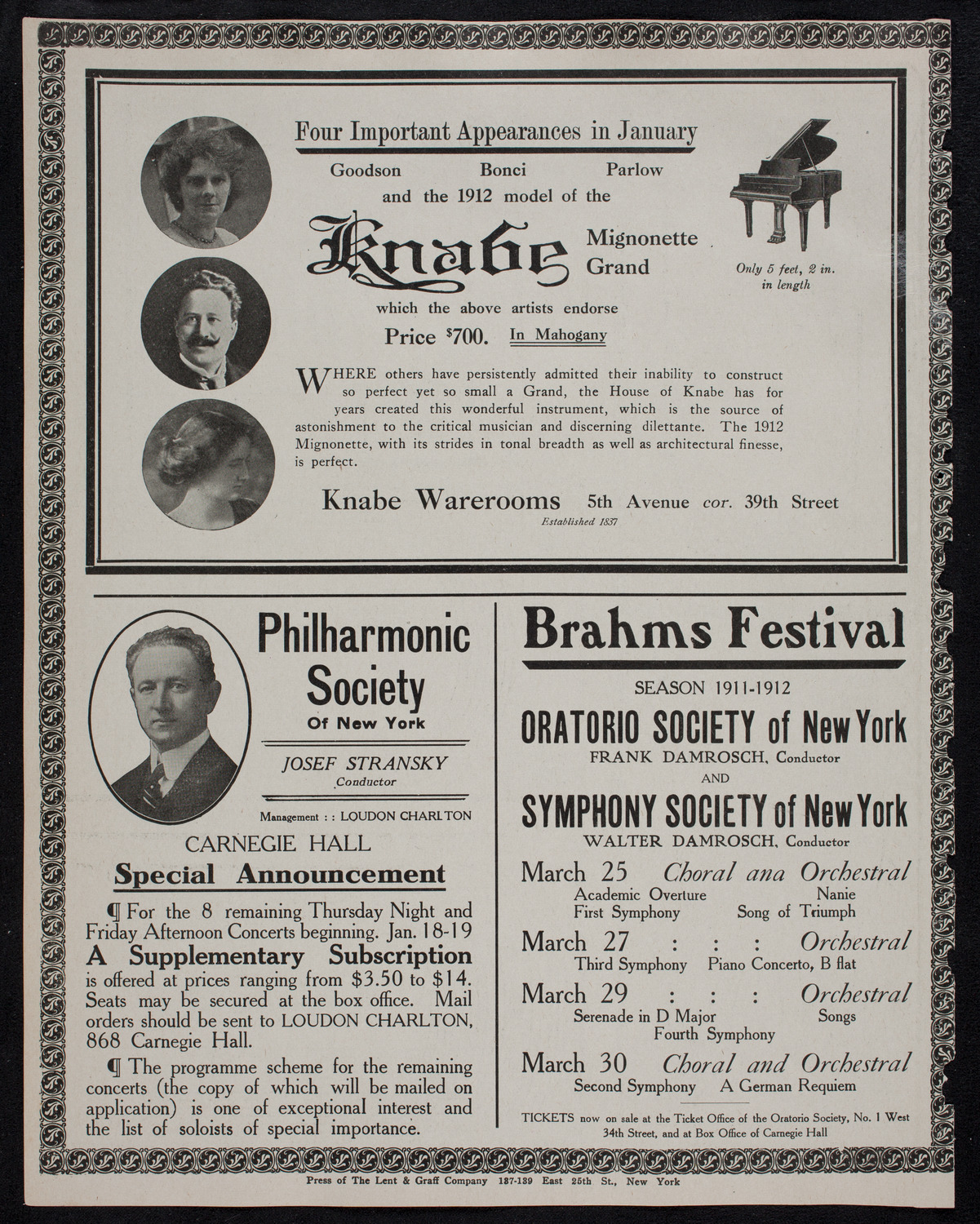 Leo Slezak, Tenor, January 16, 1912, program page 12