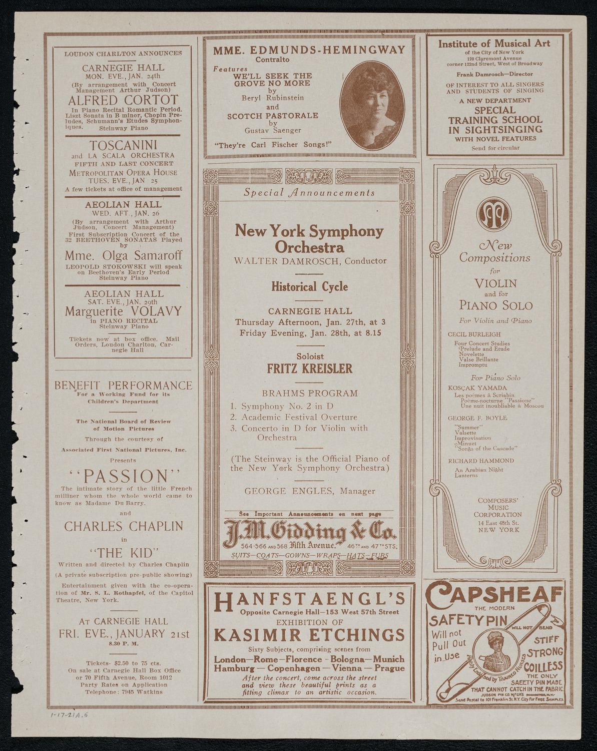 Burton Holmes Travelogue: Jerusalem, January 17, 1921, program page 9
