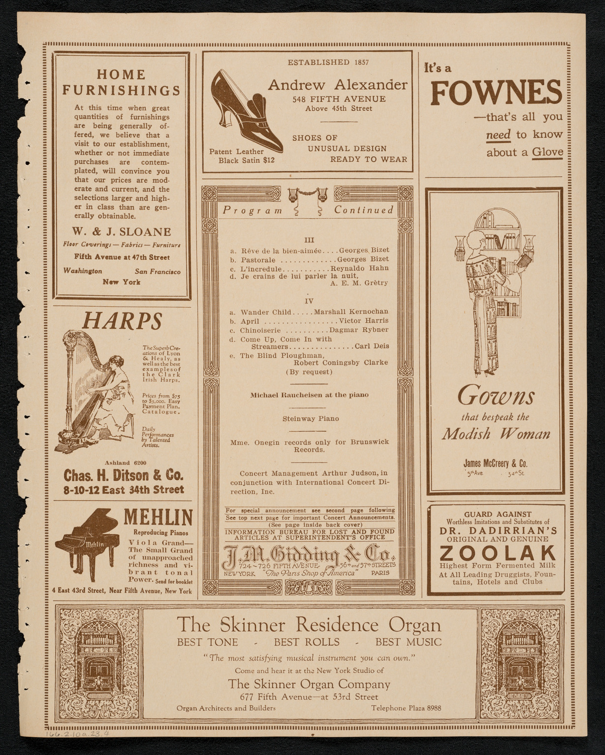 Sigrid Onégin, Contralto, February 10, 1923, program page 7