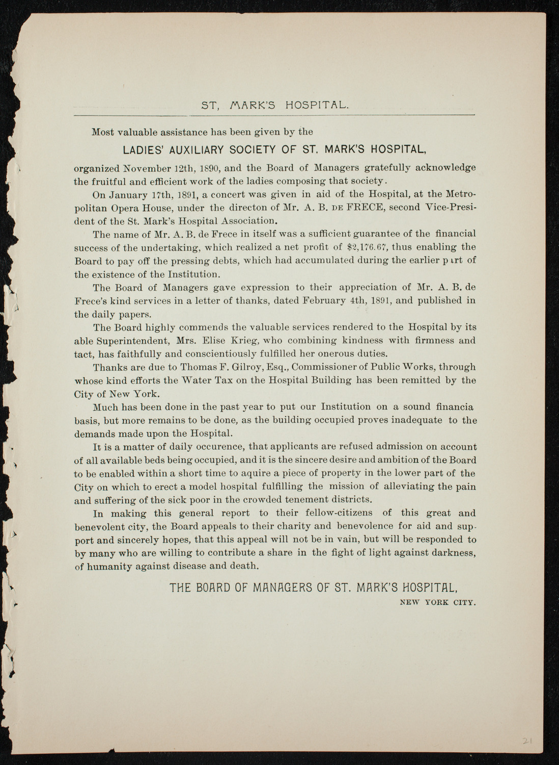 Lecture by Sir Edwin Arnold, November 4, 1891, program page 21