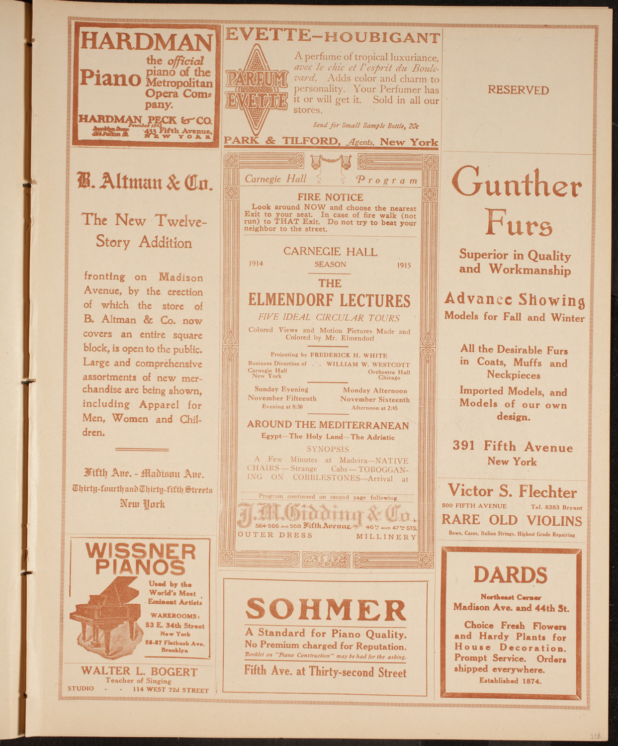 Elmendorf Lecture: Around the Mediterranean, November 15, 1914, program page 5