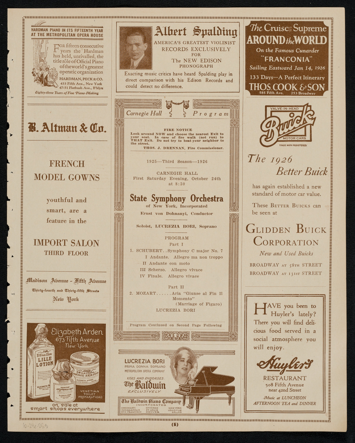 State Symphony Orchestra of New York, October 24, 1925, program page 5