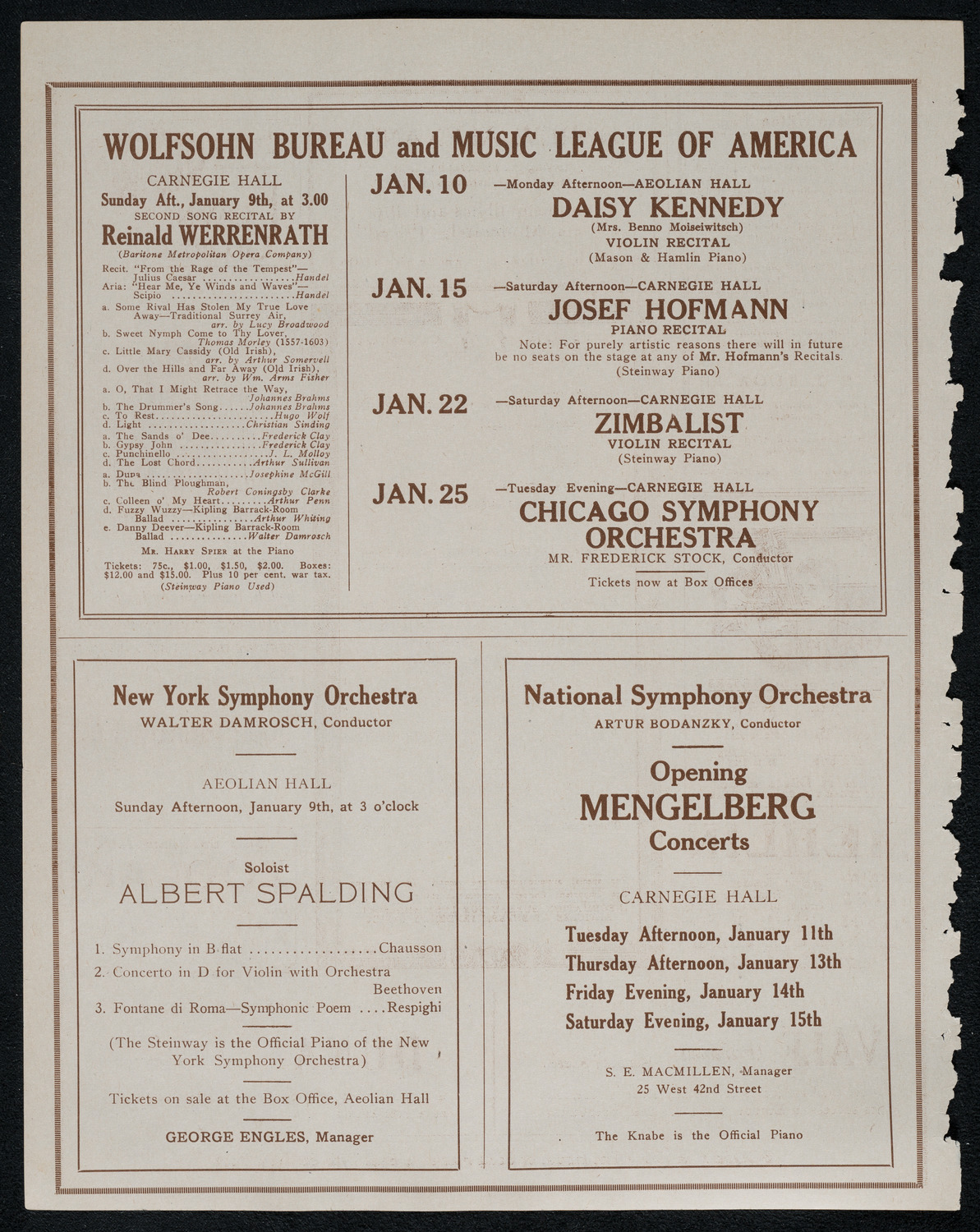 Boston Symphony Orchestra, January 8, 1921, program page 8