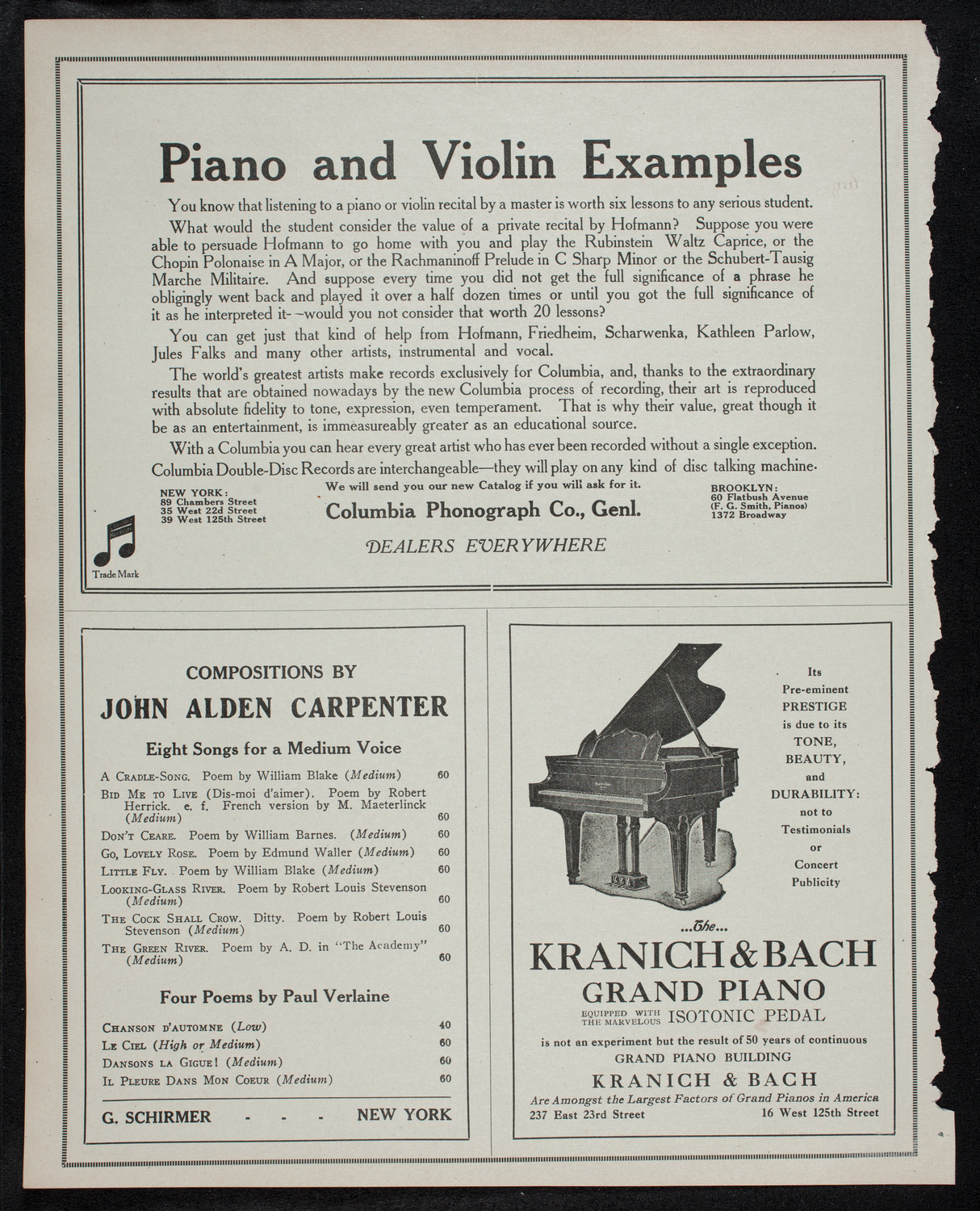 Ernest Schelling, Piano, December 6, 1912, program page 6